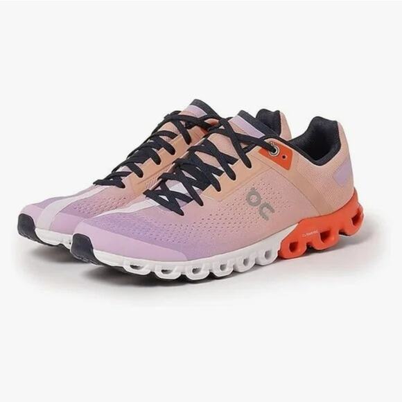 ON CloudFlow 3 Rose Fiji Running Sneakers Orange Lavender Size 7.5 - Picture 1 of 14